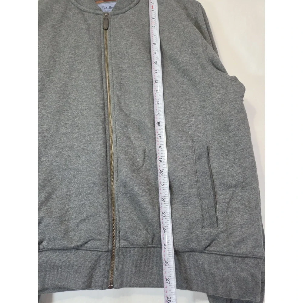 LL Bean Quilted Zip Up Bomber Jacket LRG Gray Plaid Lined Traditional Fit 500548